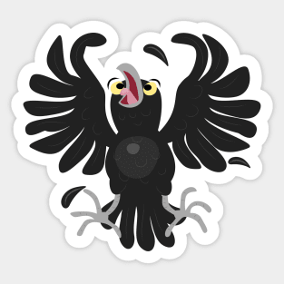 Funny crazy crow raven cartoon illustration Sticker